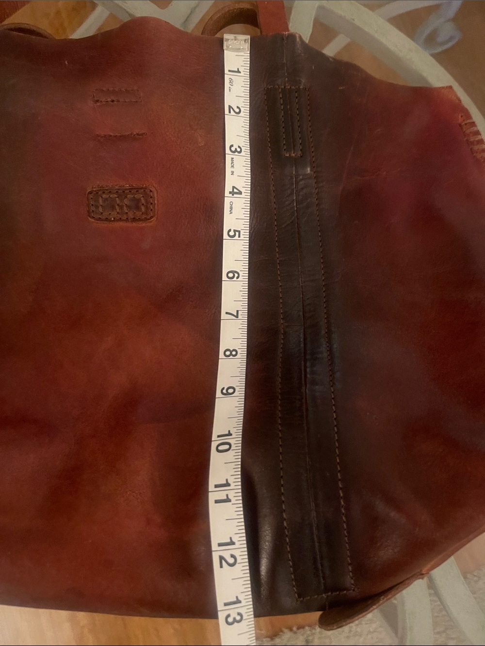 Bed Stu Leather Shoulder Tote in Burgundy and Dark Brown - Picture 8 of 9